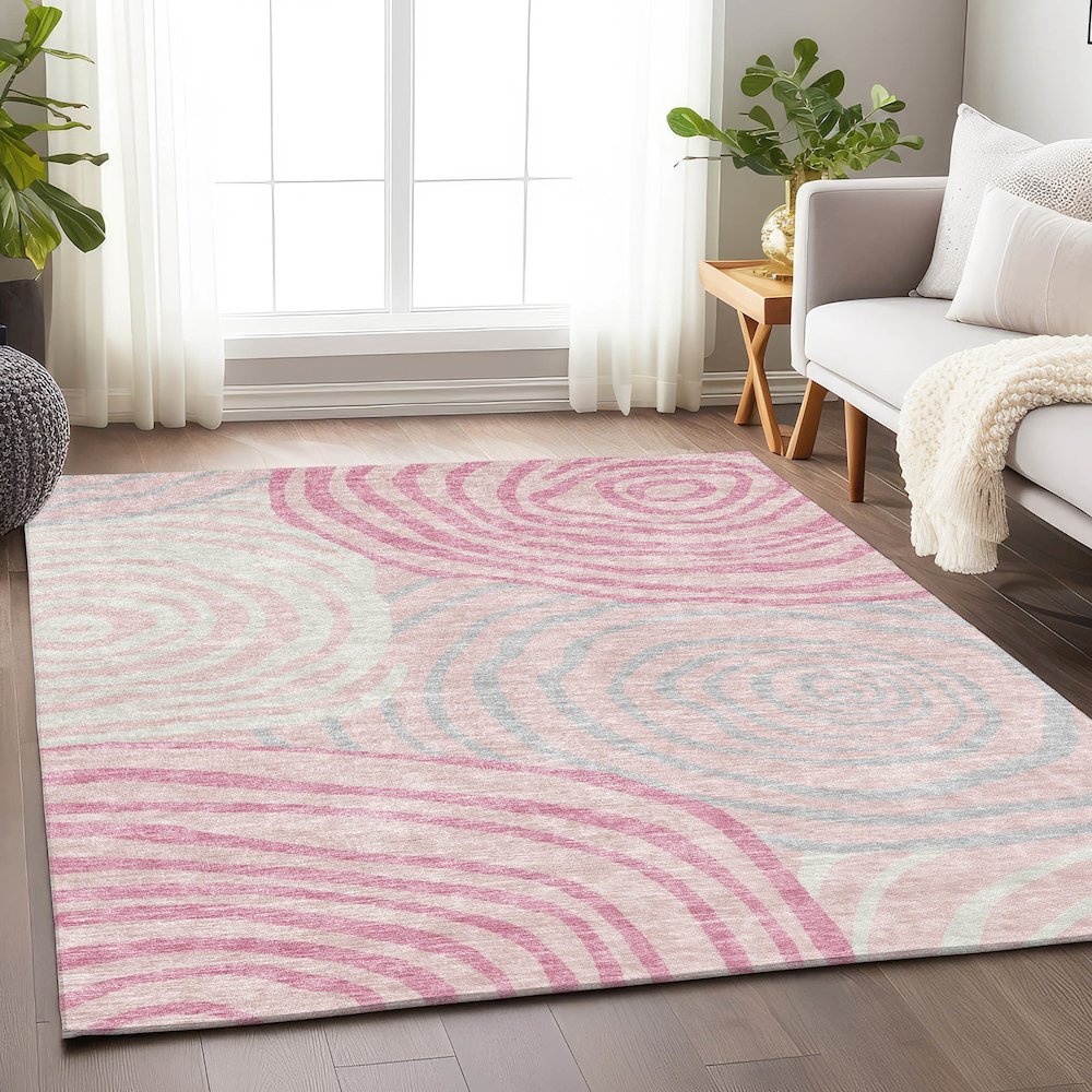 Premium Machine Washable Mayfield AMF765 Pink 9' x 12' Rug. Picture 5