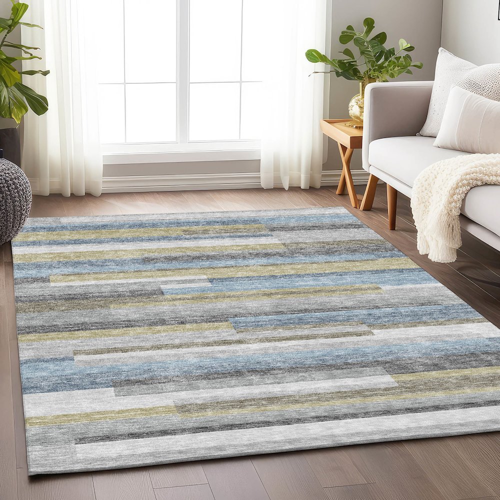 Premium Machine Washable Mayfield AMF766 Gray 9' x 12' Rug. Picture 5