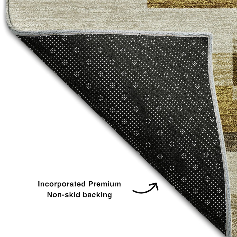 Premium Machine Washable Mayfield AMF766 Khaki 5' x 7'6" Rug. Picture 2