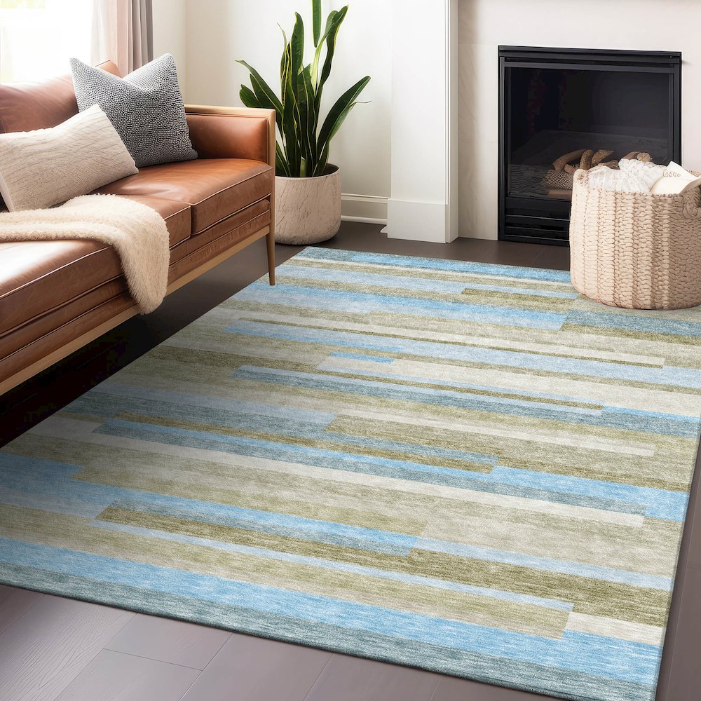 Premium Machine Washable Mayfield AMF766 Sky 9' x 12' Rug. Picture 6