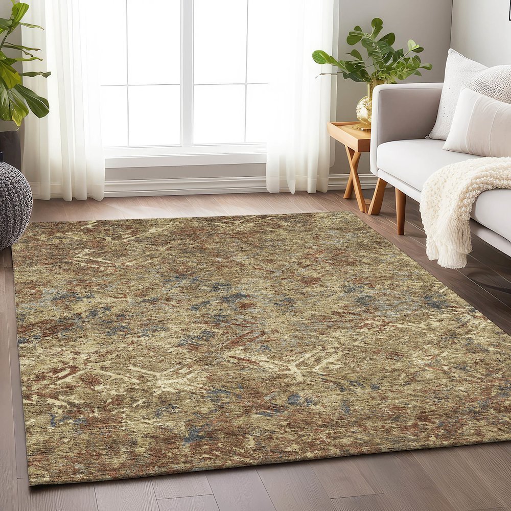 Premium Machine Washable Mayfield AMF768 Brown 9' x 12' Rug. Picture 5