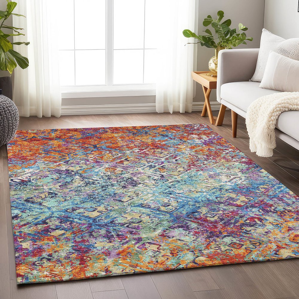 Premium Machine Washable Mayfield AMF768 Copper 9' x 12' Rug. Picture 5