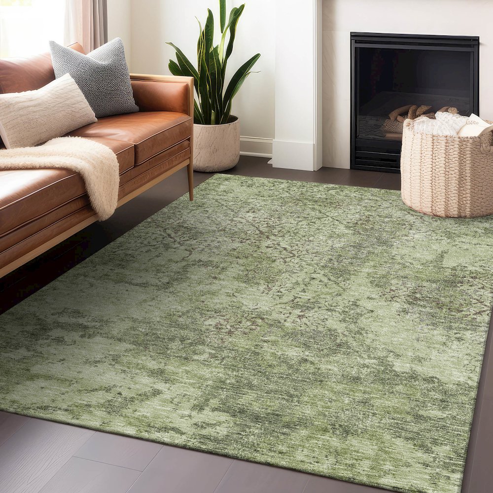 Premium Machine Washable Mayfield AMF769 Aloe 9' x 12' Rug. Picture 6