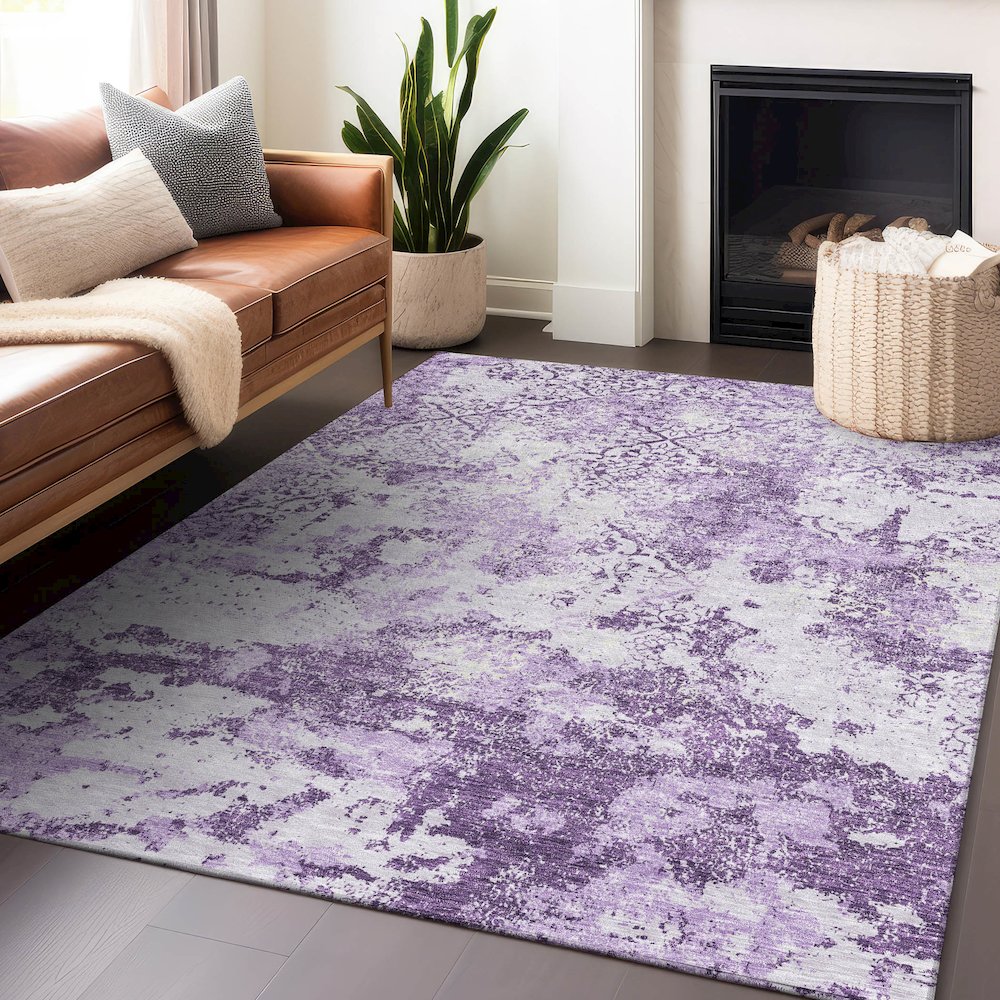 Premium Machine Washable Mayfield AMF769 Lavender 9' x 12' Rug. Picture 6
