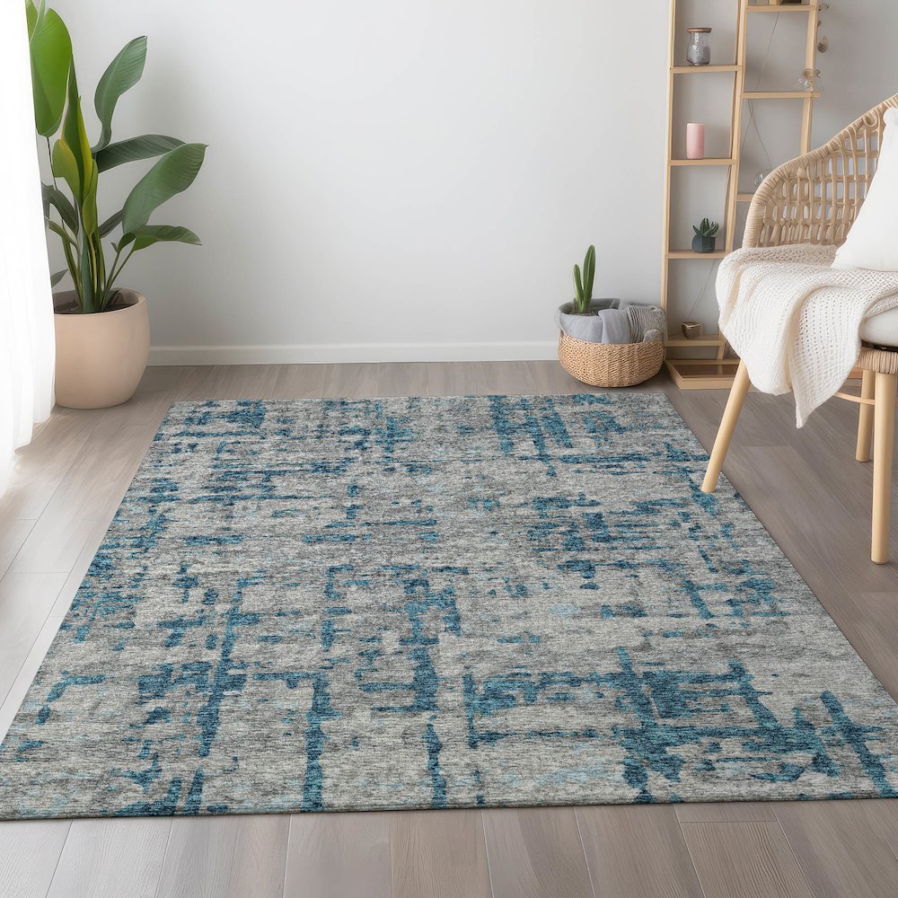 Premium Machine Washable Mayfield  Peacock 9' x 12' Rug. Picture 5