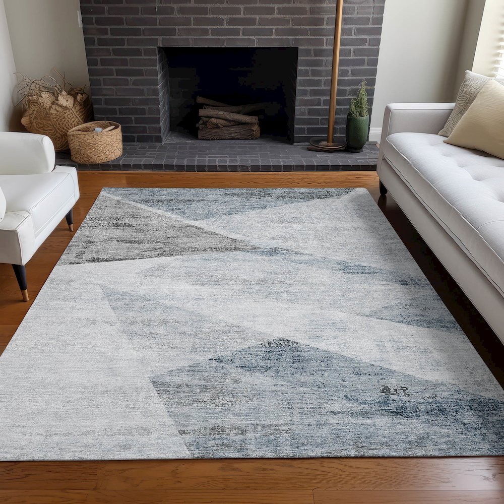 Premium Machine Washable Mayfield AMF770 Sky 9' x 12' Rug. Picture 5