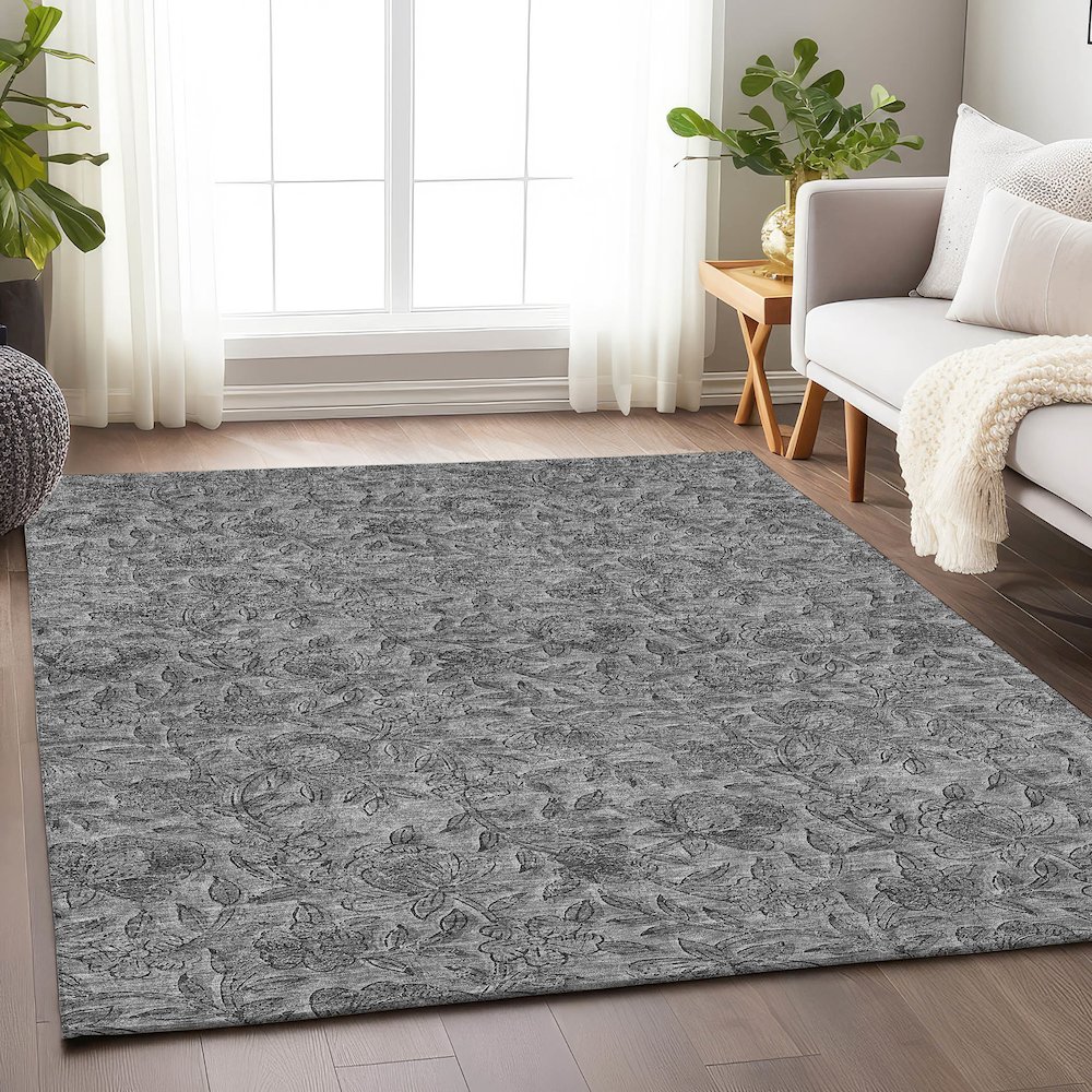 Premium Machine Washable Mayfield AMF771 Gray 9' x 12' Rug. Picture 6