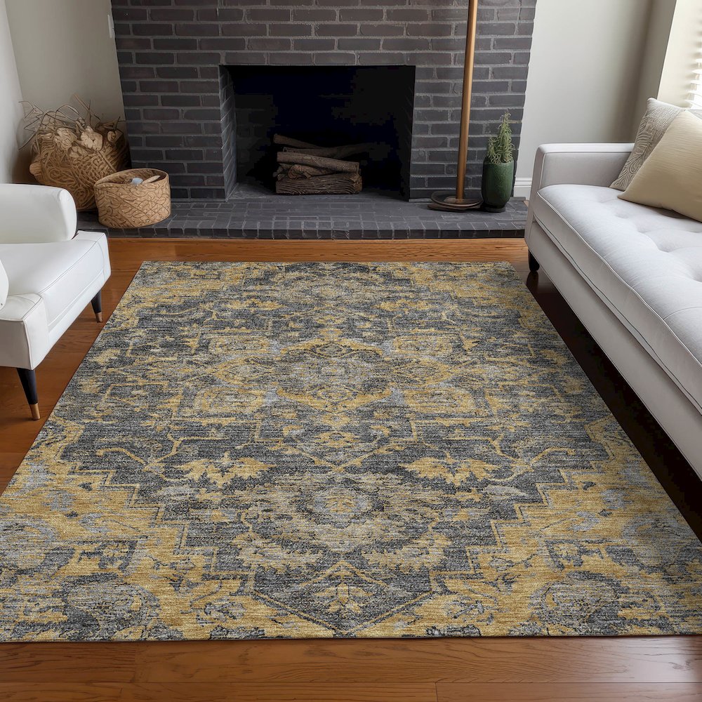 Premium Machine Washable Mayfield AMF774 Gray 9' x 12' Rug. Picture 5