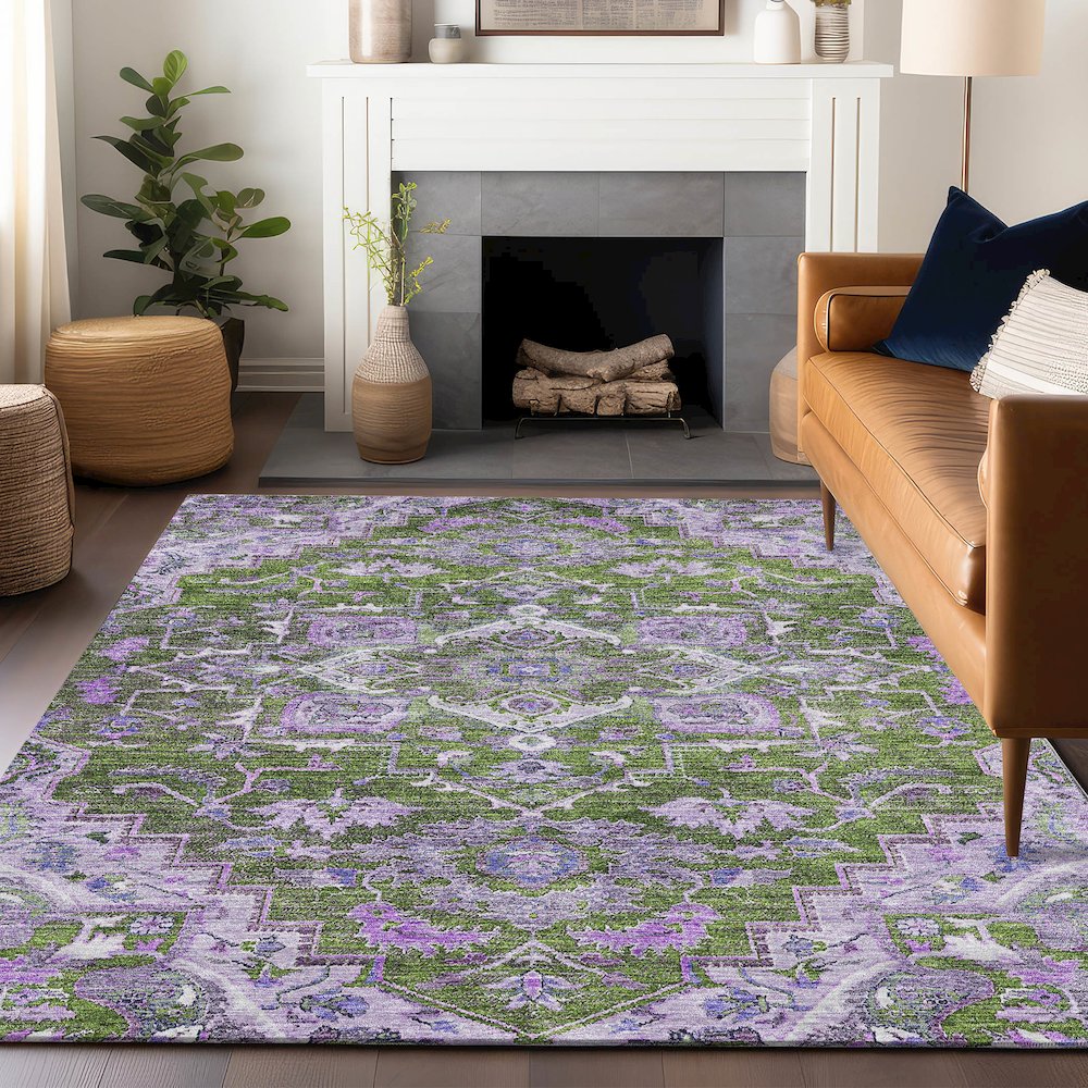 Premium Machine Washable Mayfield AMF774 Olive 9' x 12' Rug. Picture 6