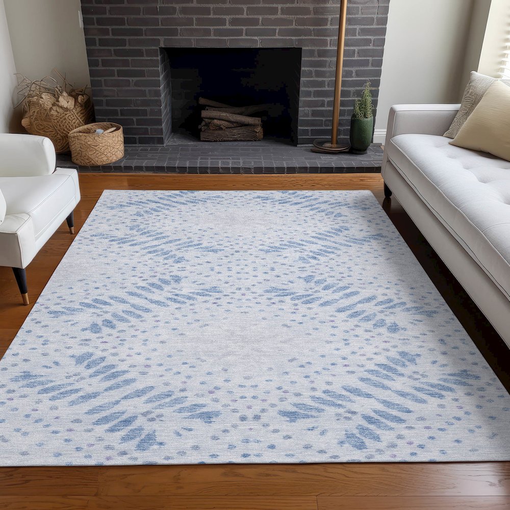 Premium Machine Washable Mayfield AMF778 Blue 9' x 12' Rug. Picture 5