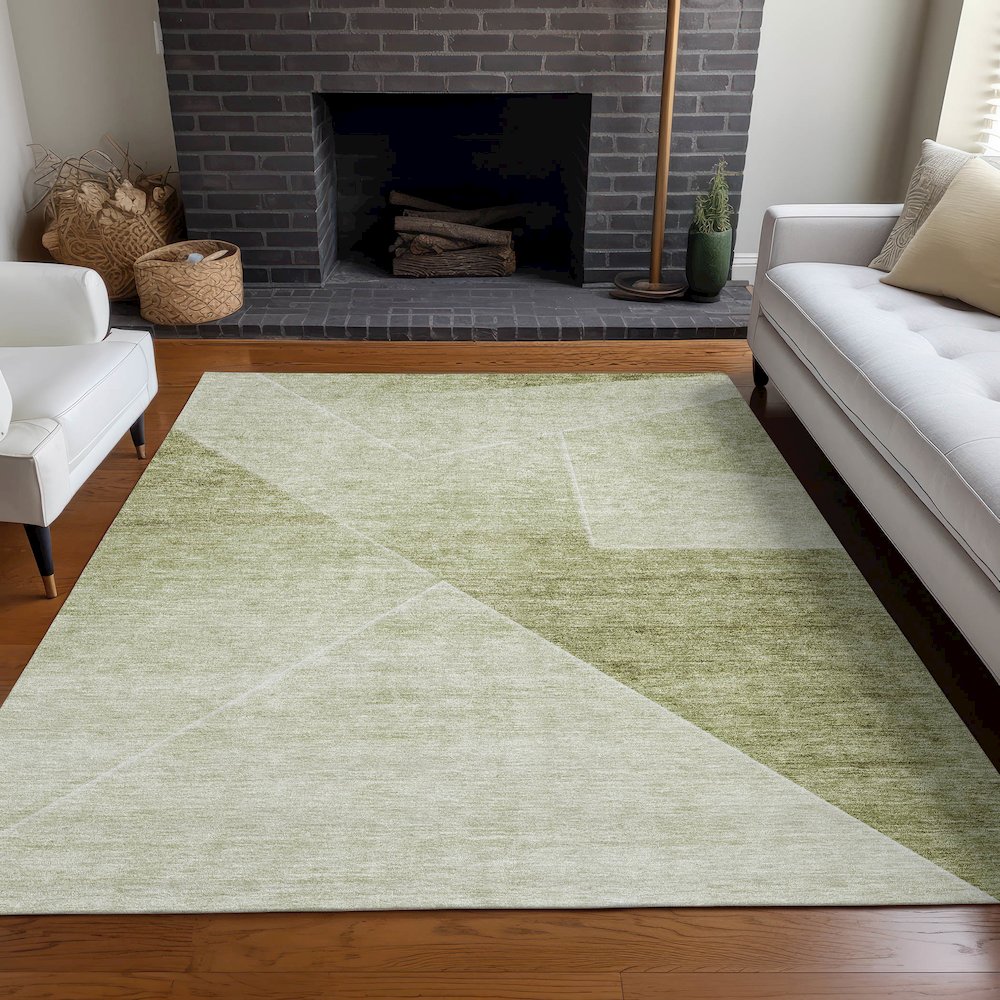 Premium Machine Washable Mayfield AMF779 Sage 9' x 12' Rug. Picture 5