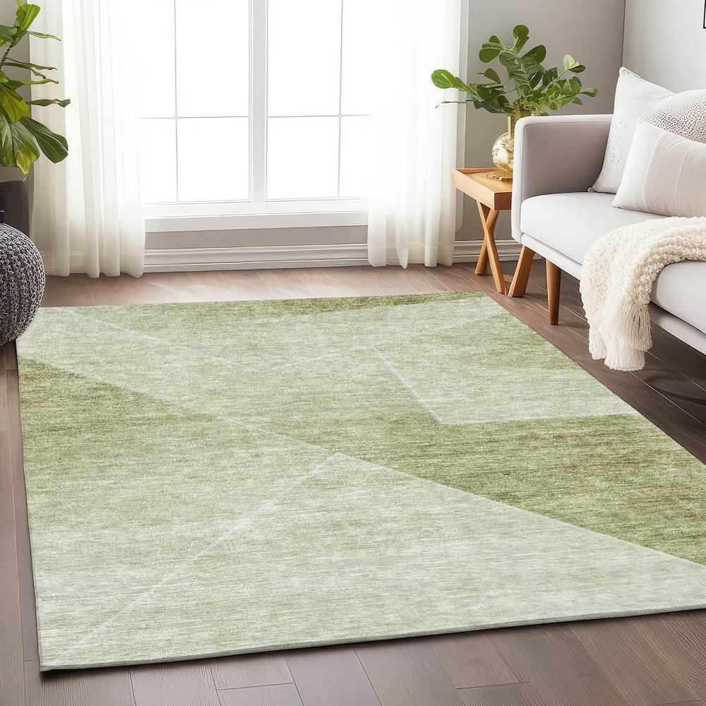 Premium Machine Washable Mayfield AMF779 Sage 9' x 12' Rug. Picture 6