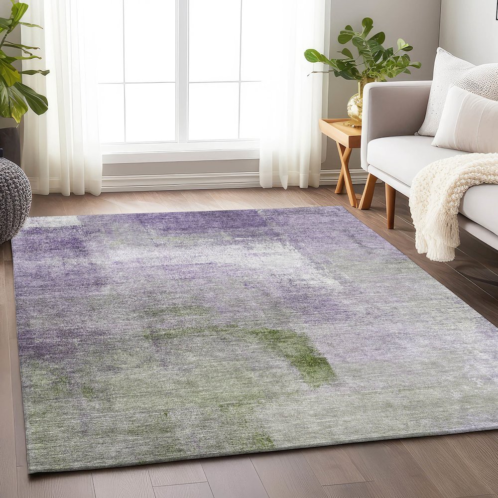 Premium Machine Washable Mayfield AMF787 Purple 9' x 12' Rug. Picture 6
