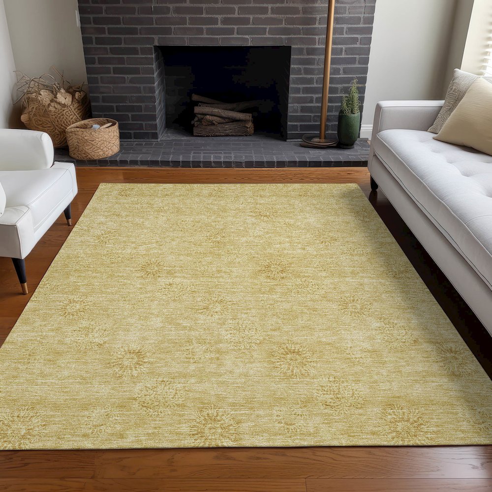 Premium Machine Washable Mayfield AMF789 Gold 9' x 12' Rug. Picture 5