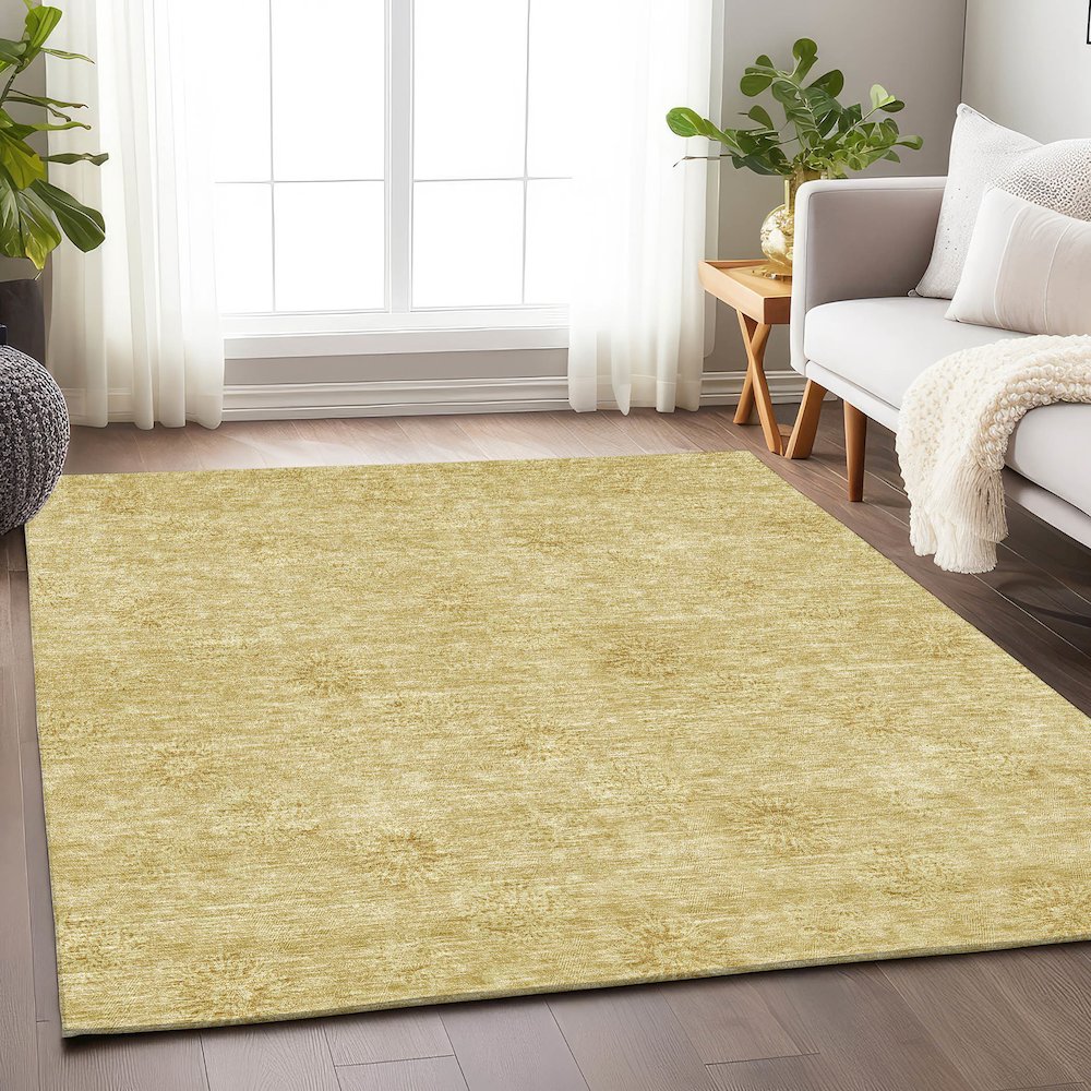 Premium Machine Washable Mayfield AMF789 Gold 9' x 12' Rug. Picture 6