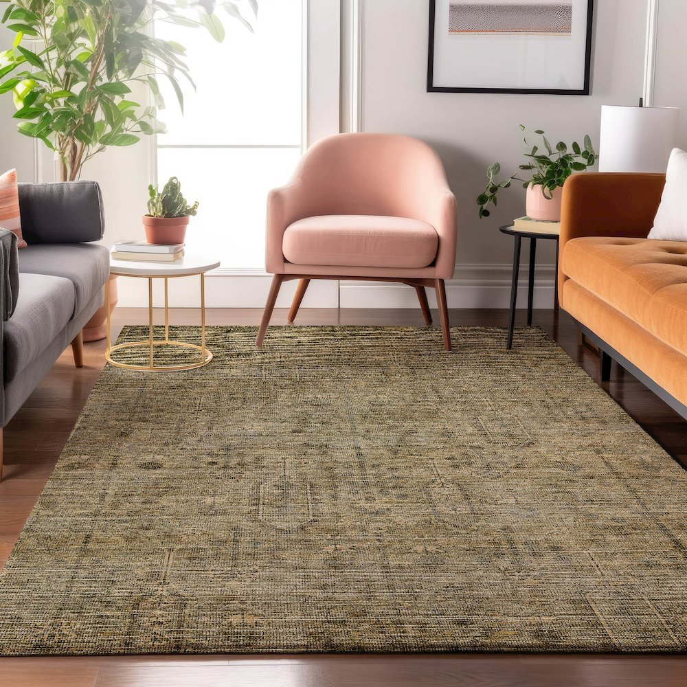 Premium Machine Washable Mayfield AMF790 Brown 9' x 12' Rug. Picture 5