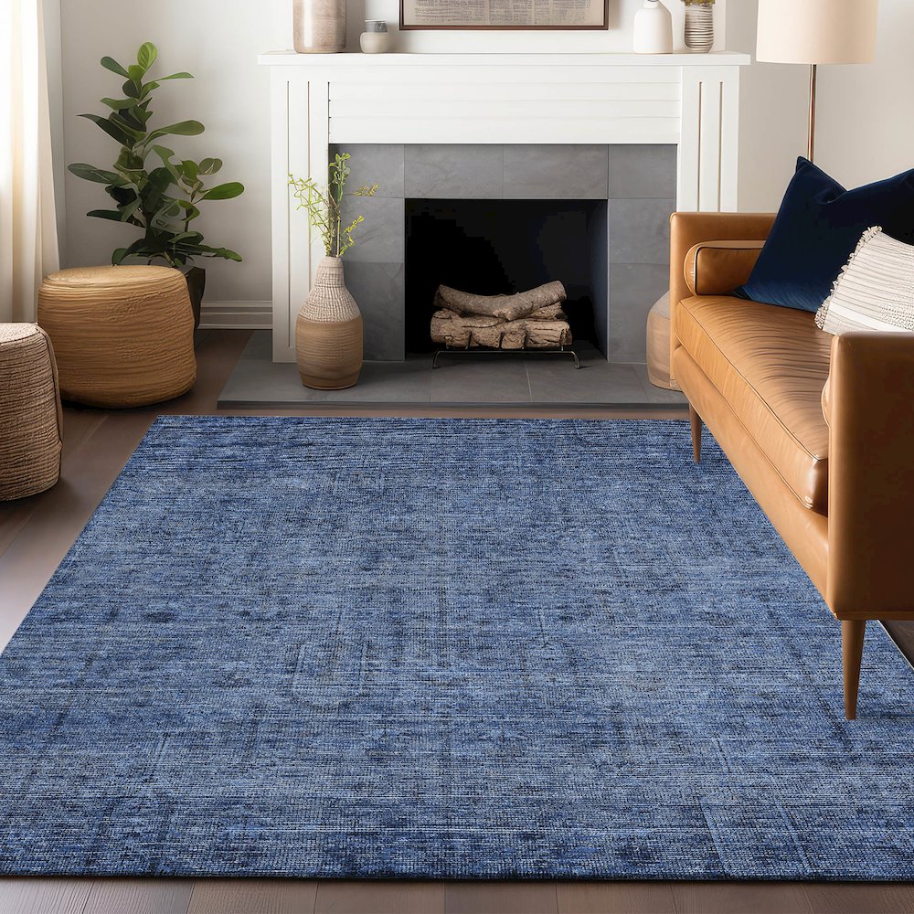 Premium Machine Washable Mayfield AMF790 Navy 9' x 12' Rug. Picture 6