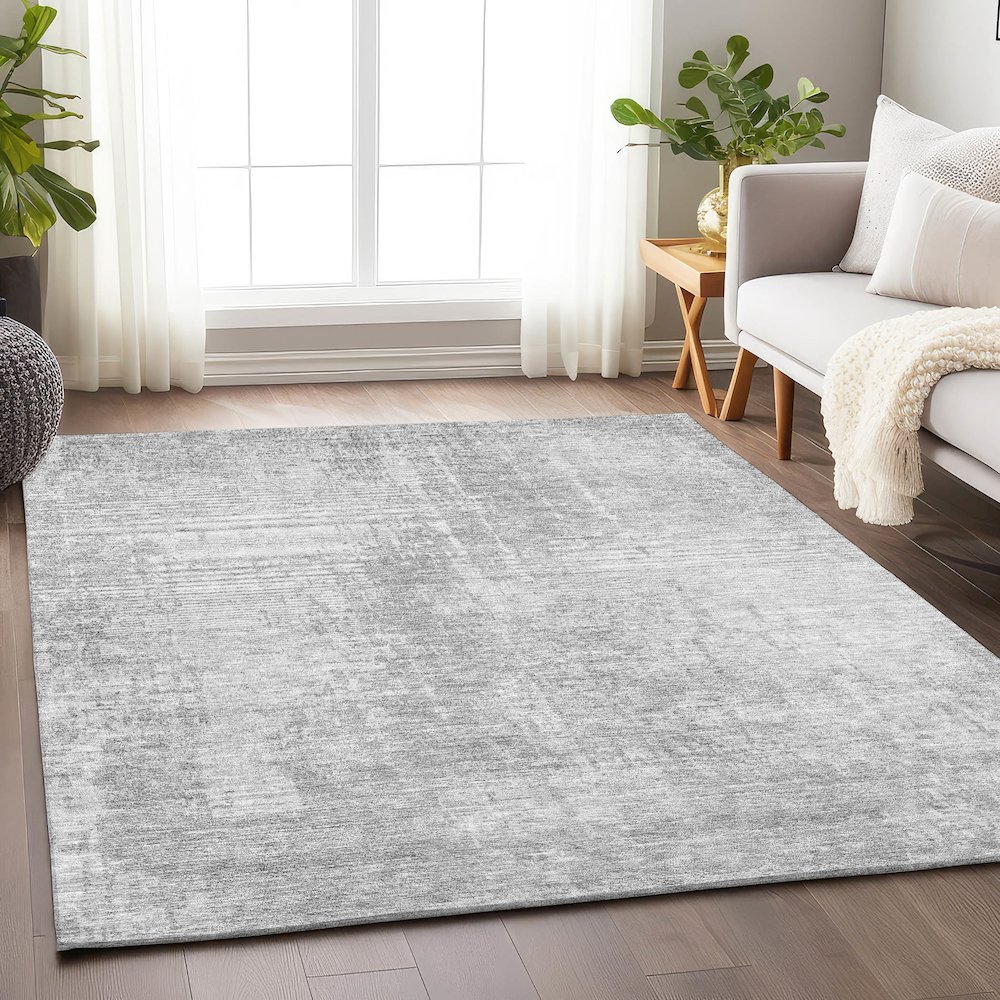 Premium Machine Washable Mayfield AMF796 Silver 9' x 12' Rug. Picture 6