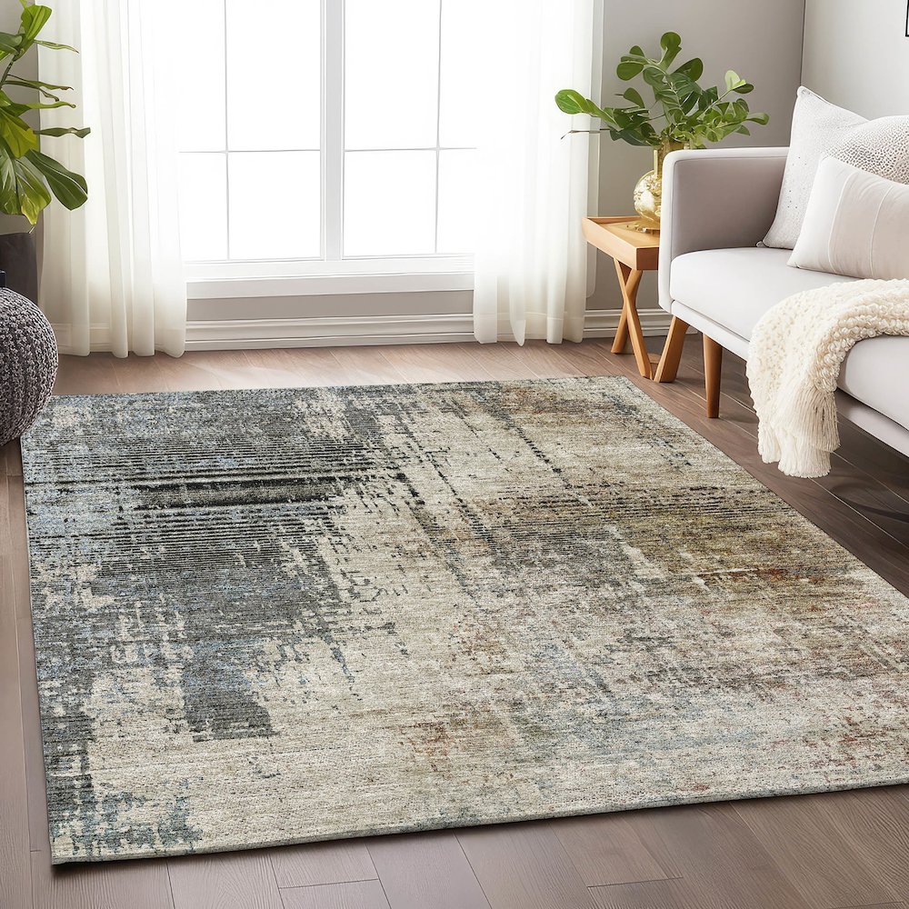 Premium Machine Washable Mayfield AMF797 Beige 9' x 12' Rug. Picture 6