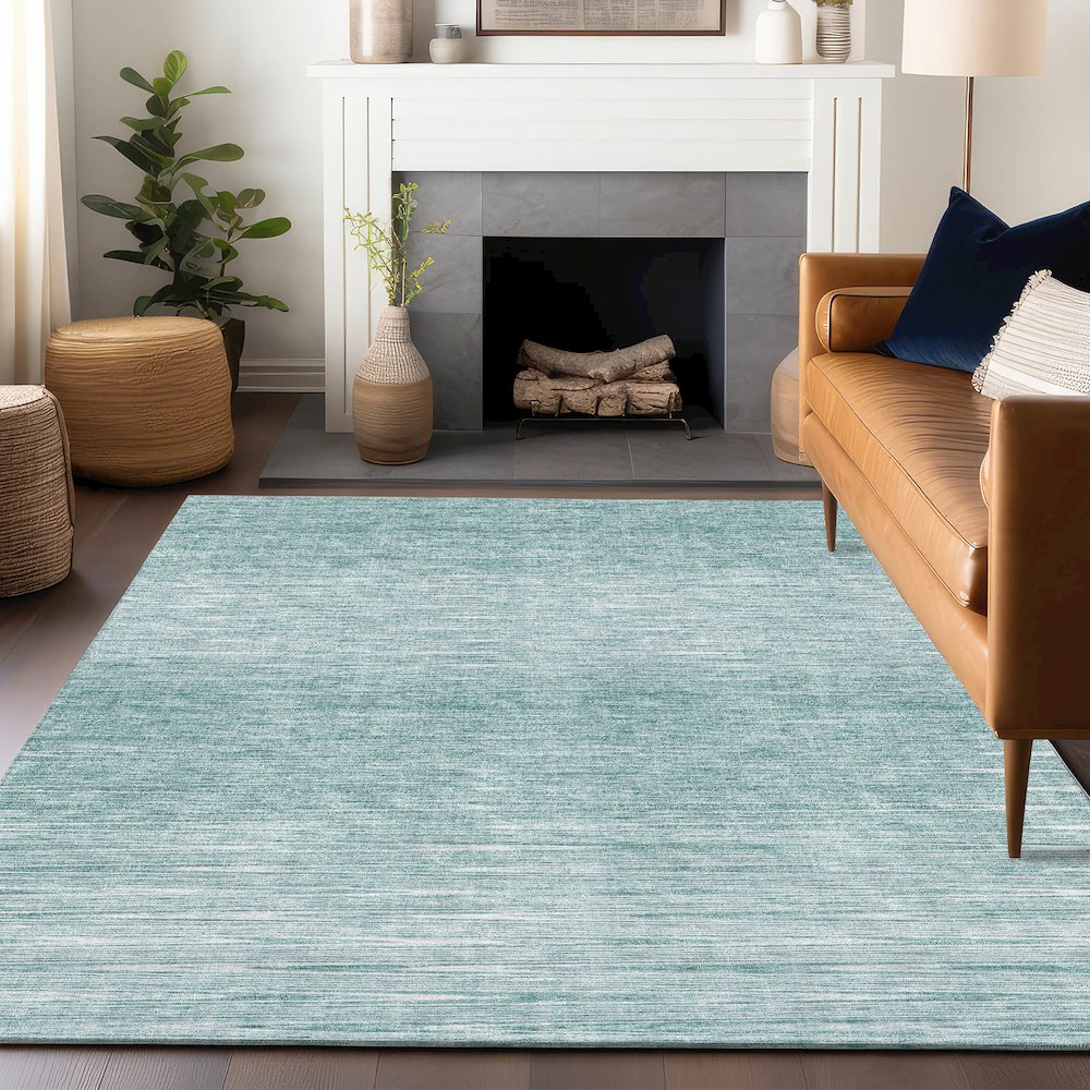Premium Machine Washable Mayfield AMF800 Aqua 9' x 12' Rug. Picture 6