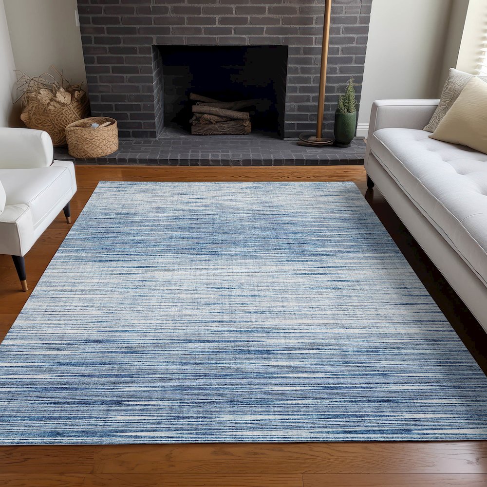 Premium Machine Washable Mayfield AMF800 Blue 9' x 12' Rug. Picture 5
