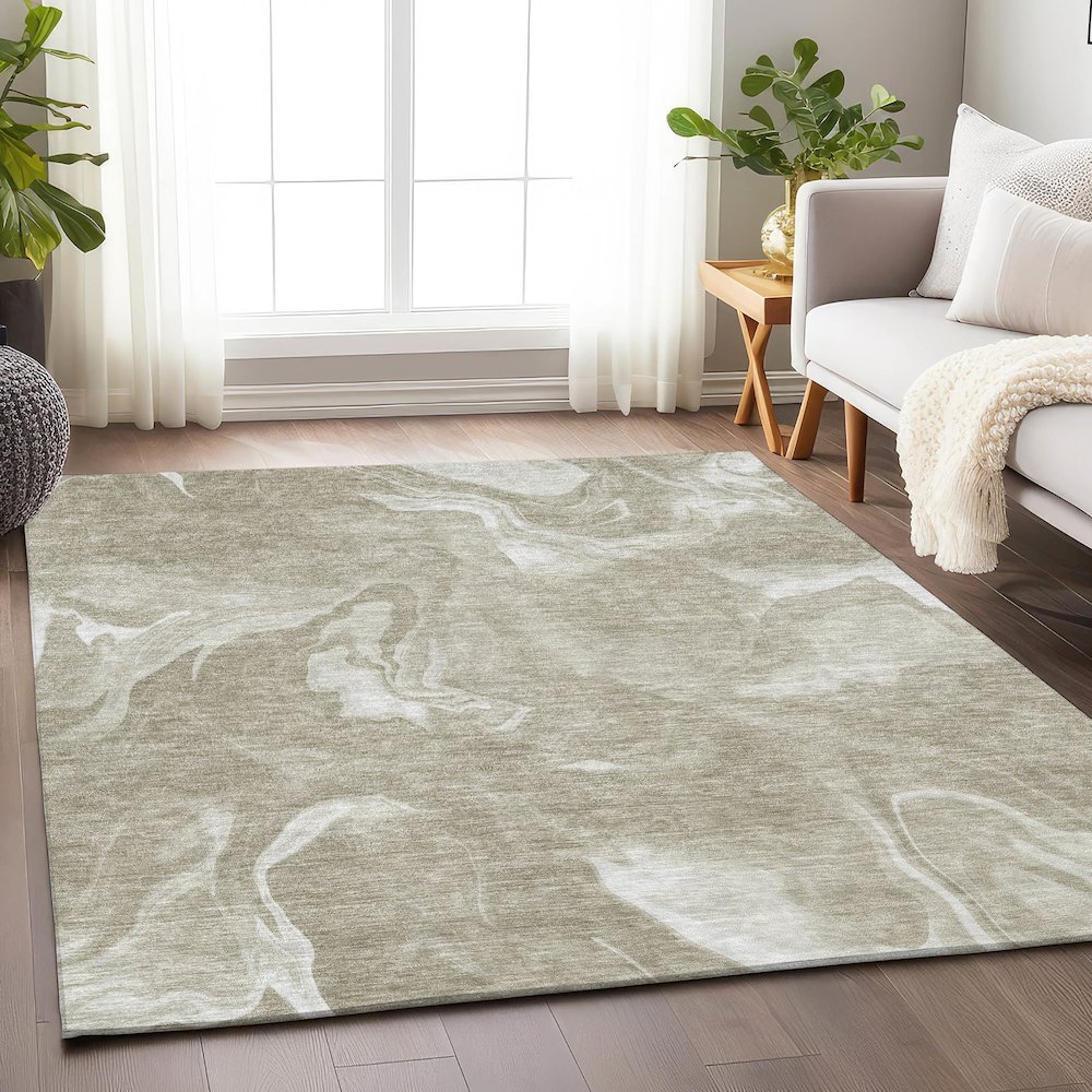 Premium Machine Washable Mayfield AMF802 Taupe 9' x 12' Rug. Picture 6