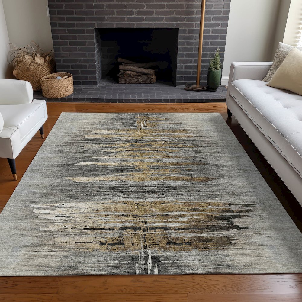 Premium Machine Washable Mayfield AMF807 Gray 9' x 12' Rug. Picture 5