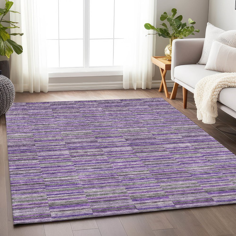Premium Machine Washable Mayfield AMF816 Purple 9' x 12' Rug. Picture 6