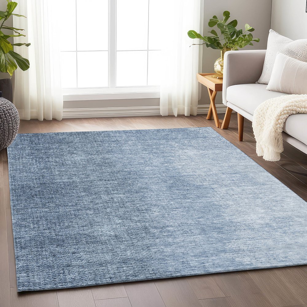 Premium Machine Washable Mayfield AMF822 Blue 9' x 12' Rug. Picture 6