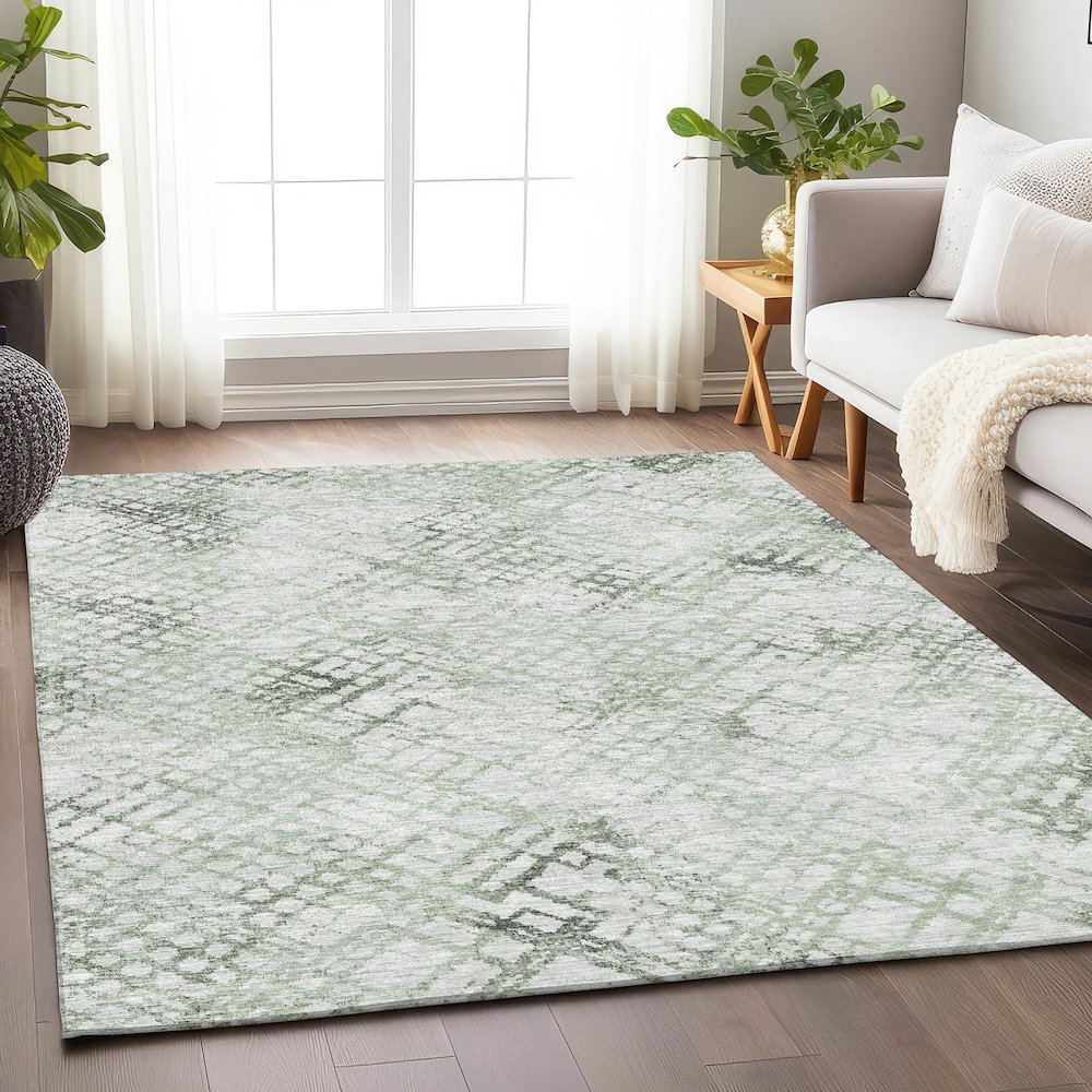 Premium Machine Washable Mayfield AMF824 Green 9' x 12' Rug. Picture 6