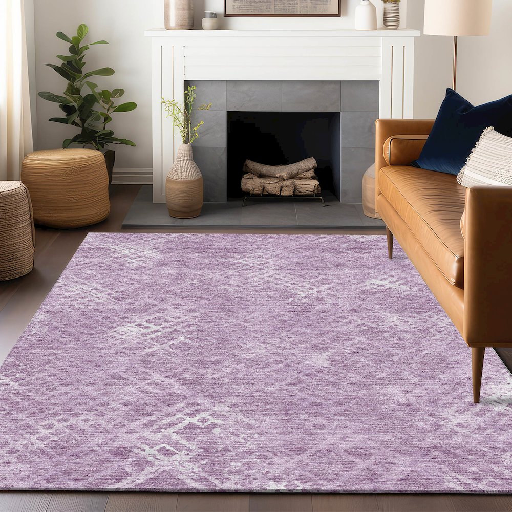 Premium Machine Washable Mayfield AMF825 Lavender 9' x 12' Rug. Picture 6