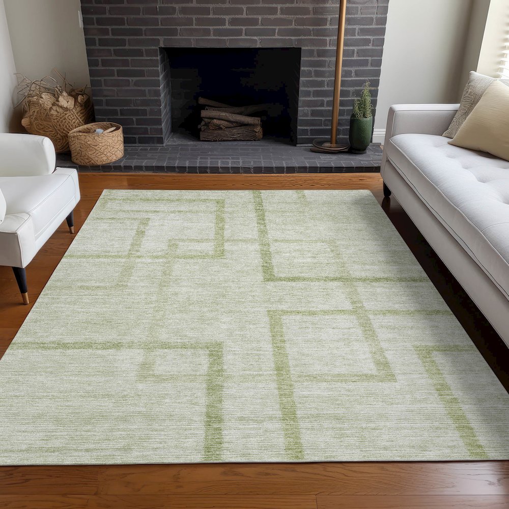 Premium Machine Washable Mayfield AMF827 Aloe 9' x 12' Rug. Picture 5