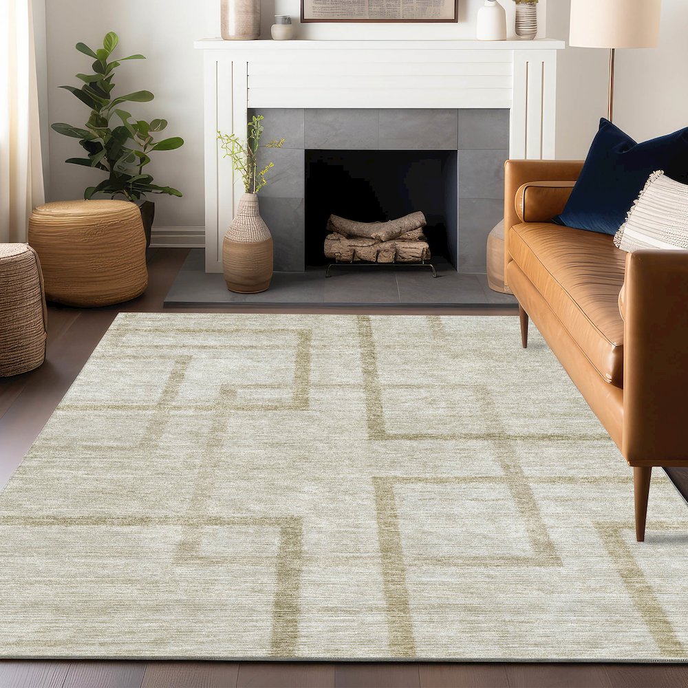 Premium Machine Washable Mayfield AMF827 Beige 9' x 12' Rug. Picture 6