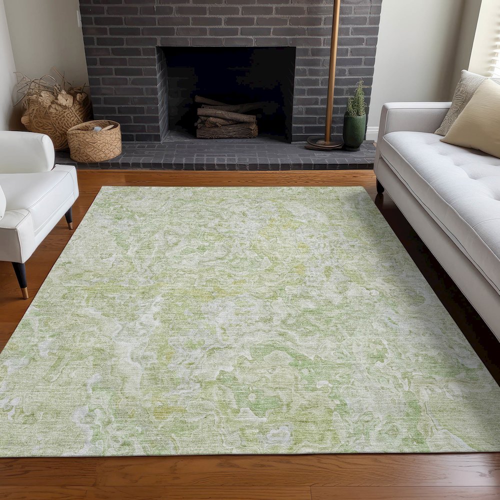 Premium Machine Washable Mayfield AMF829 Green 9' x 12' Rug. Picture 5