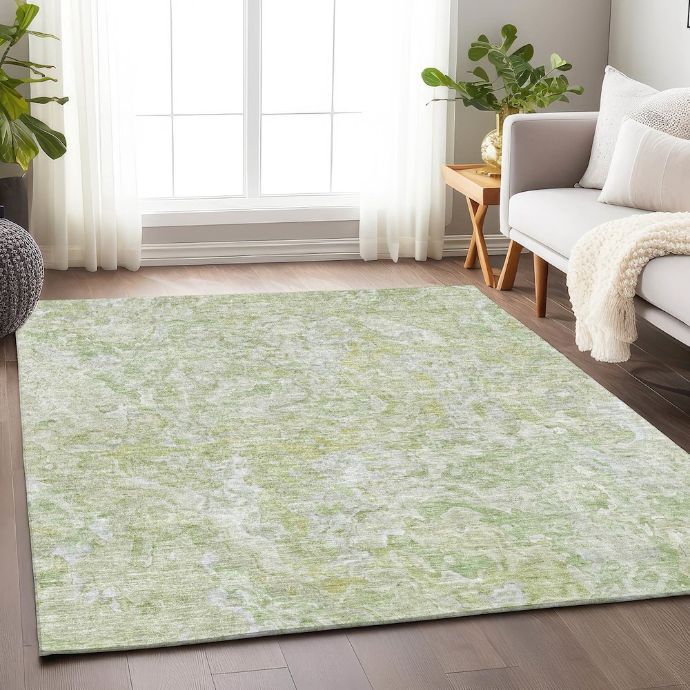 Premium Machine Washable Mayfield AMF829 Green 9' x 12' Rug. Picture 6