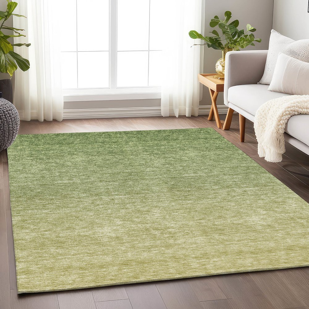 Premium Machine Washable Mayfield AMF833 Green 9' x 12' Rug. Picture 6