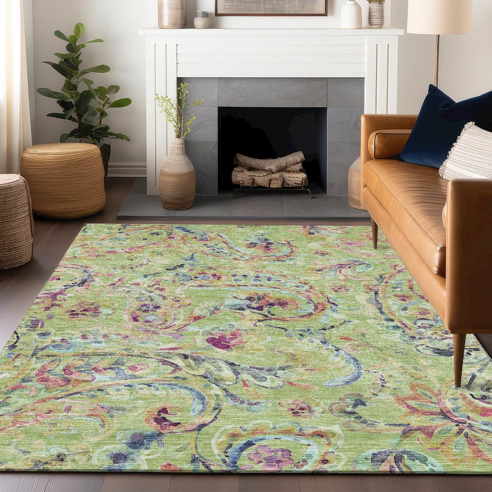 Premium Machine Washable Mayfield AMF834 Aloe 9' x 12' Rug. Picture 6