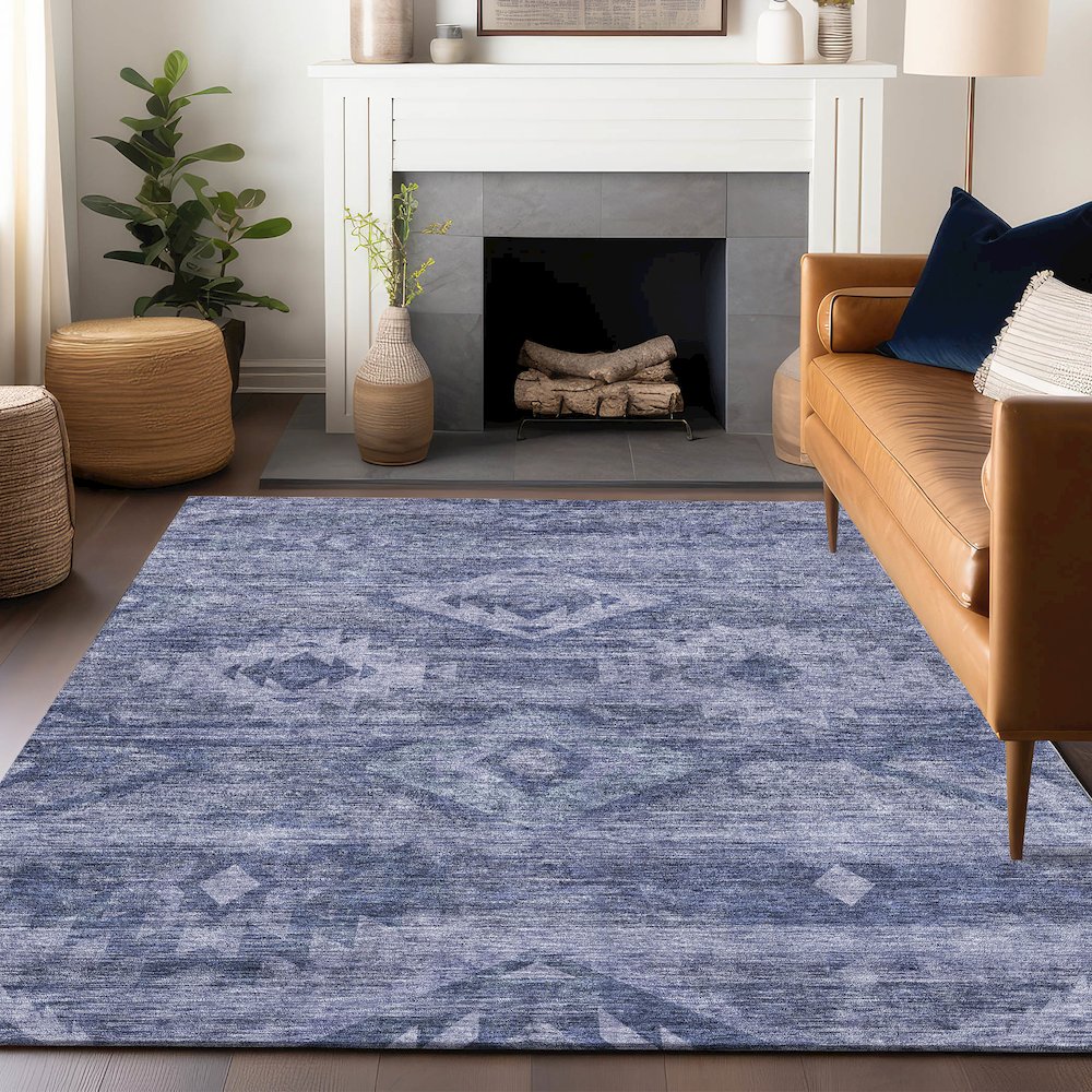 Premium Machine Washable Mayfield AMF837 Navy 9' x 12' Rug. Picture 6