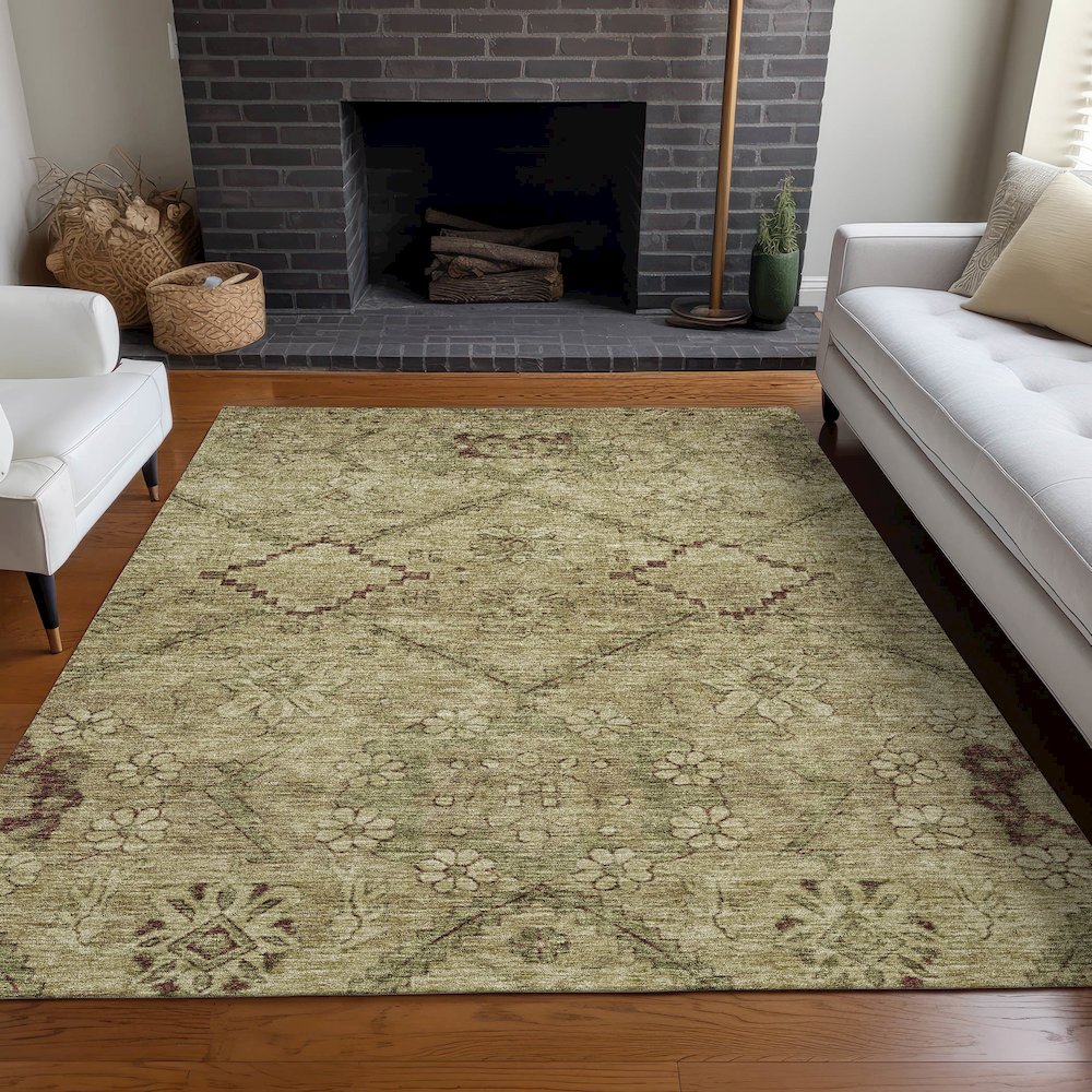 Premium Machine Washable Mayfield AMF842 Brown 9' x 12' Rug. Picture 5