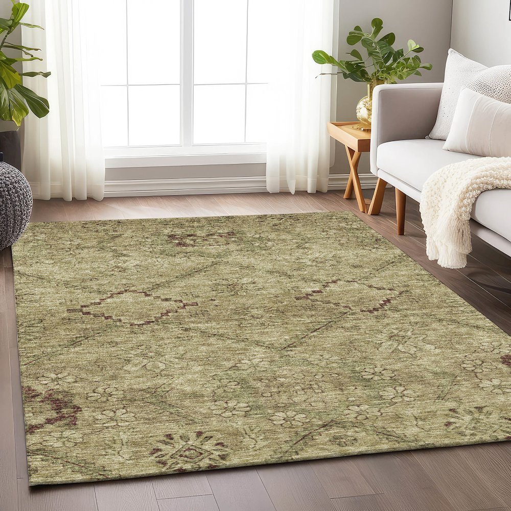 Premium Machine Washable Mayfield AMF842 Brown 9' x 12' Rug. Picture 6