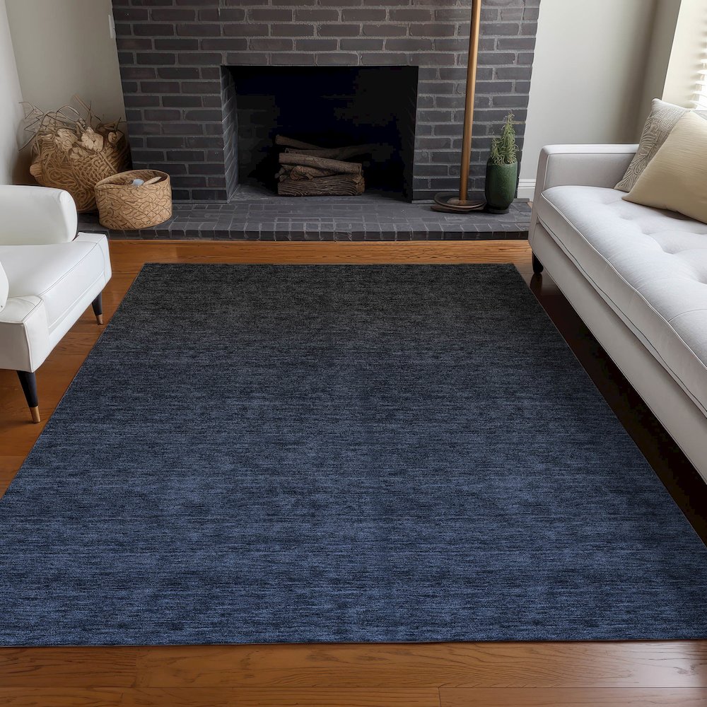 Premium Machine Washable Mayfield AMF844 Navy 9' x 12' Rug. Picture 5