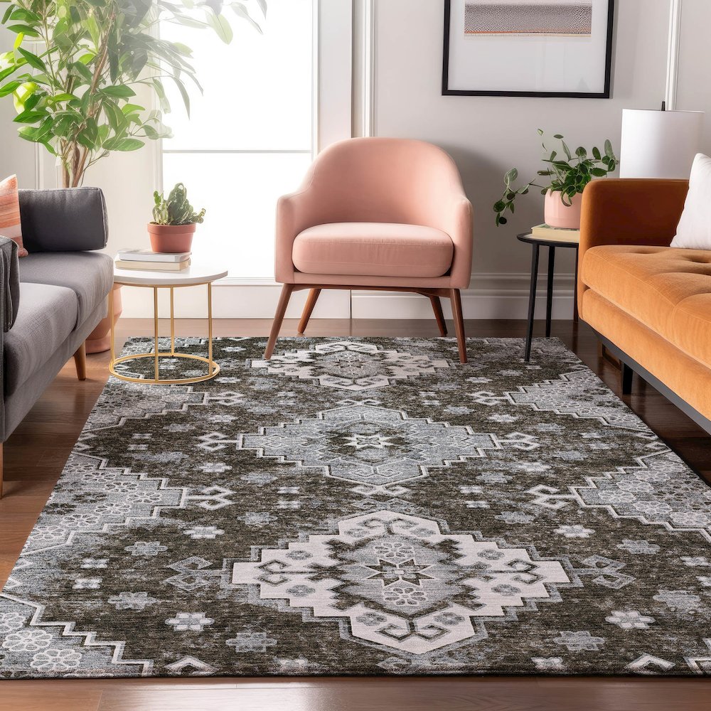 Premium Machine Washable Mayfield AMF846 Chocolate 9' x 12' Rug. Picture 5