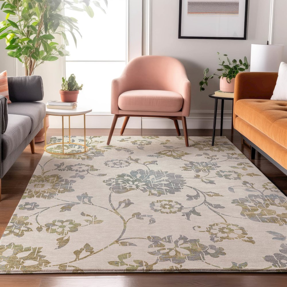 Premium Machine Washable Mayfield AMF856 Ivory 9' x 12' Rug. Picture 5