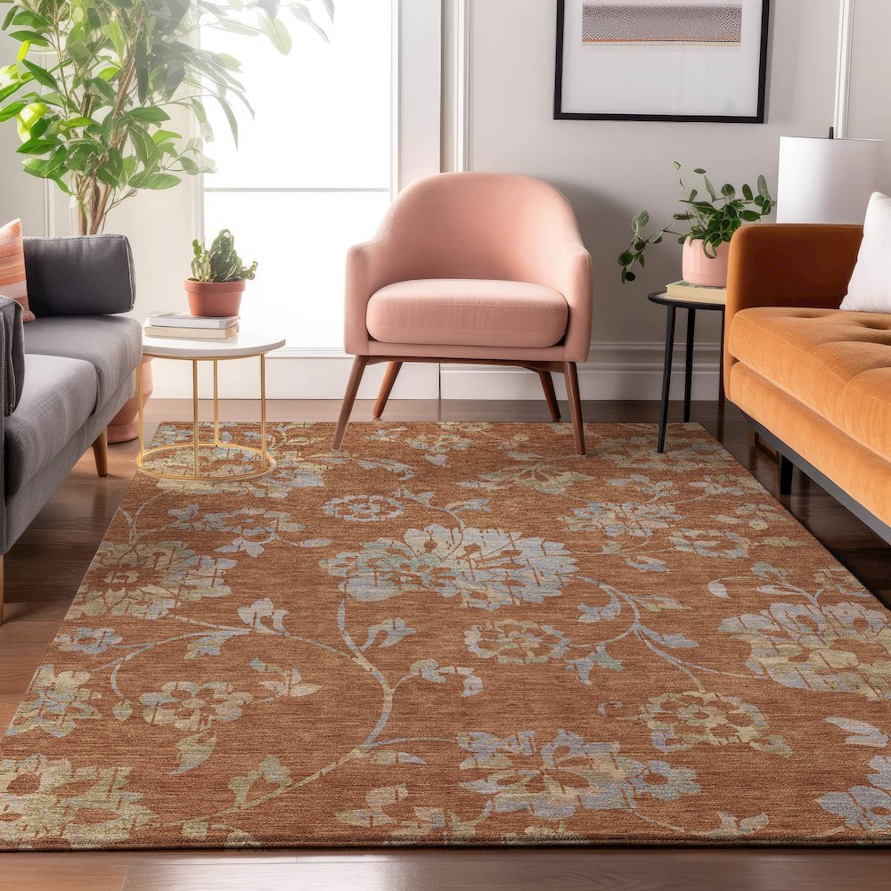 Premium Machine Washable Mayfield AMF856 Paprika 9' x 12' Rug. Picture 5
