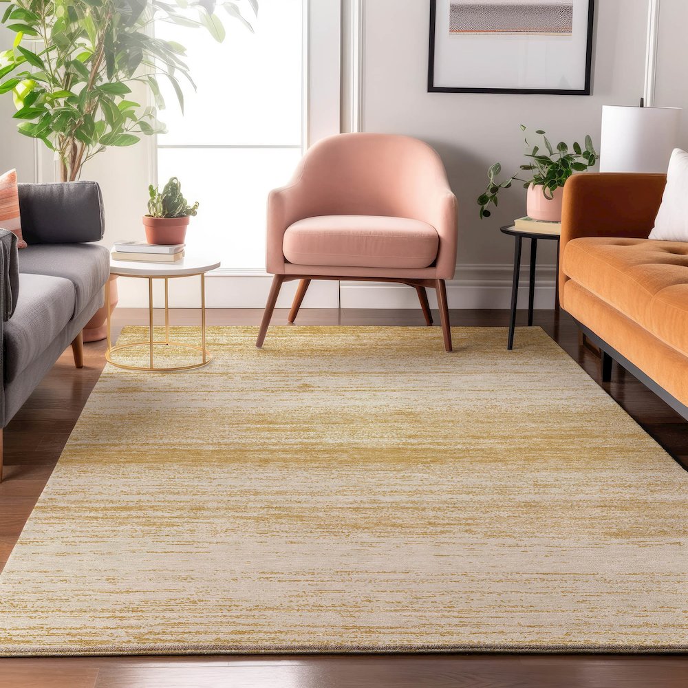 Premium Machine Washable Mayfield AMF859 Gold 9' x 12' Rug. Picture 5