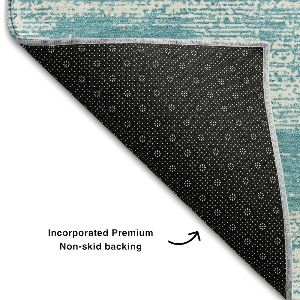 Premium Machine Washable Mayfield AMF859 Teal 5' x 7'6" Rug. Picture 2