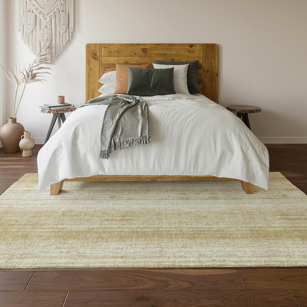 Premium Machine Washable Mayfield AMF861 Gold 9' x 12' Rug. Picture 6