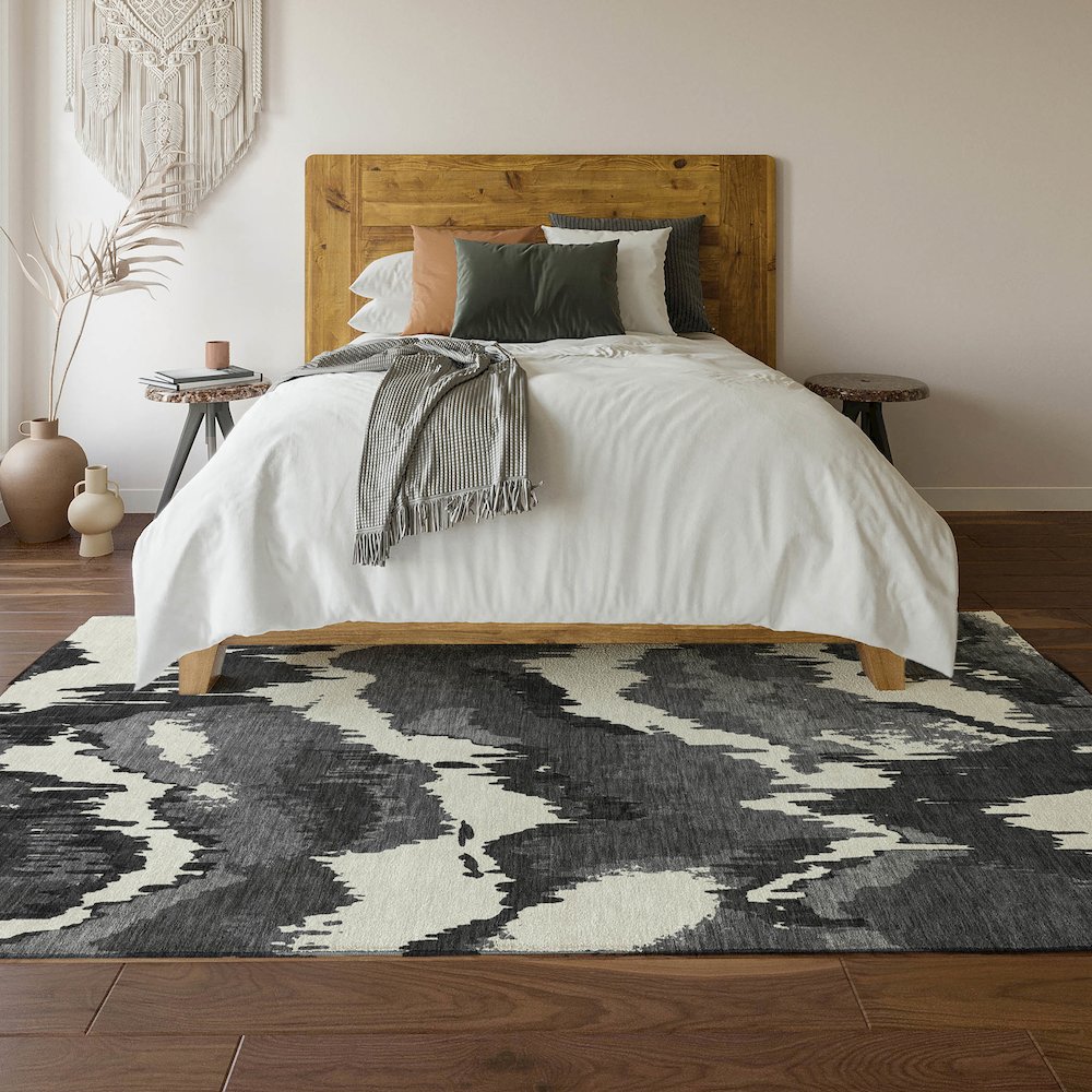 Premium Machine Washable Mayfield AMF865 Black 9' x 12' Rug. Picture 6