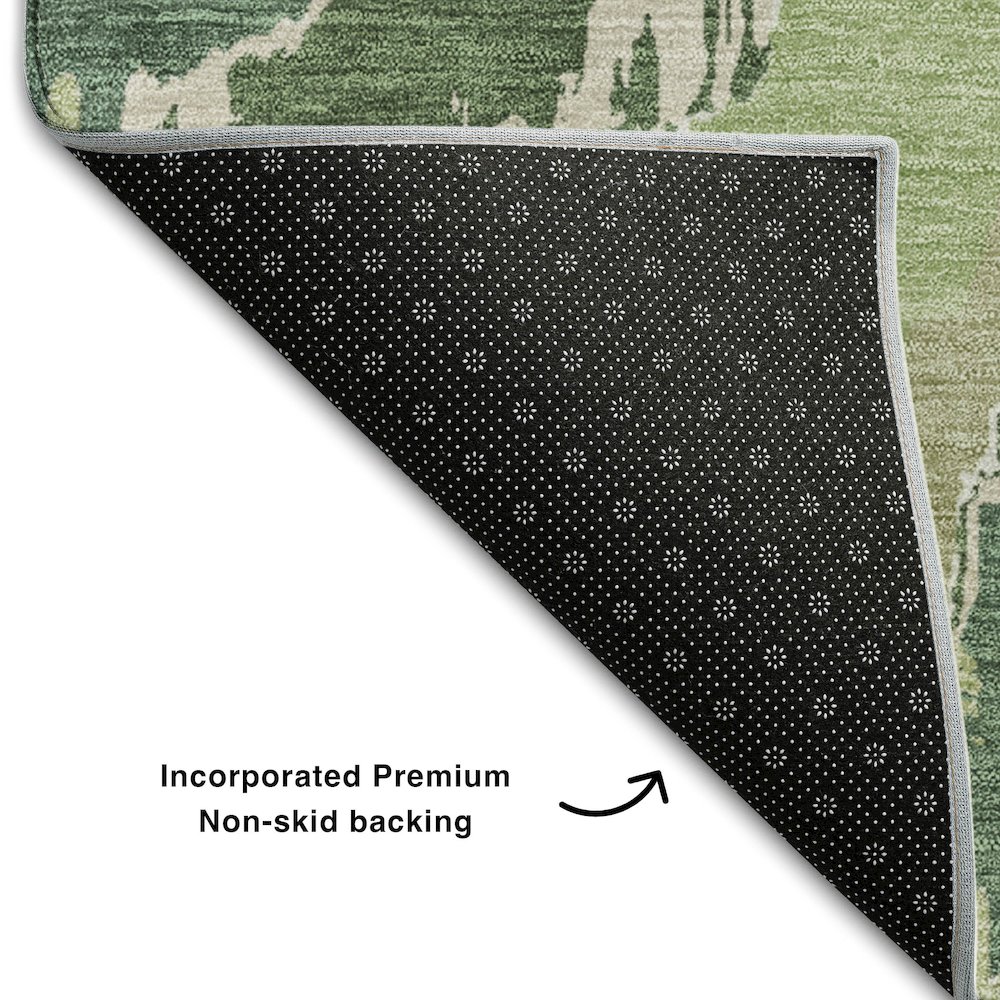 Premium Machine Washable Mayfield AMF865 Green 5' x 7'6" Rug. Picture 2