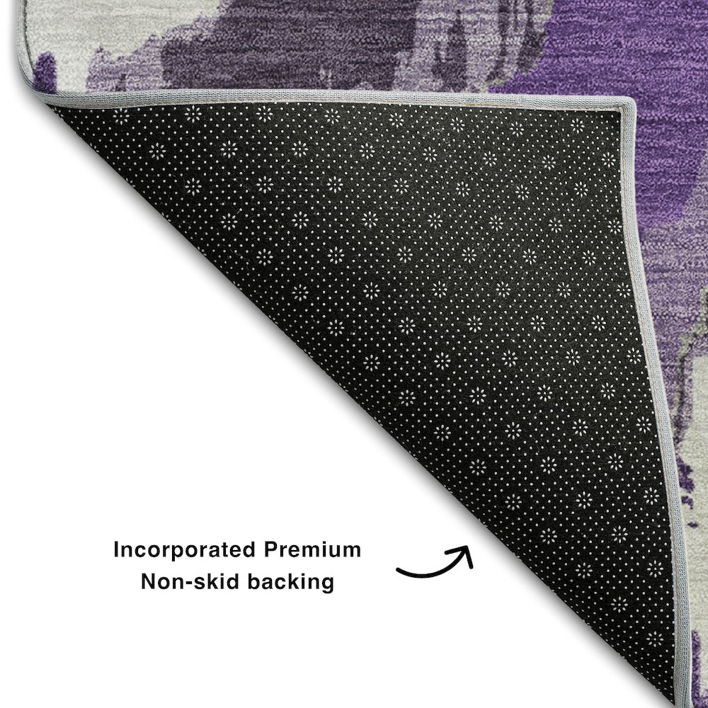 Premium Machine Washable Mayfield AMF865 Purple 5' x 7'6" Rug. Picture 2